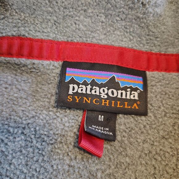 Patagonia Synchilla T Snap Size M Fleece Grey Turquoise Trim 2016 Women’s EUC - Picture 7 of 7